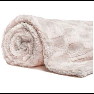 Free People Ruched Faux Rabbit Throw Gray Blanket